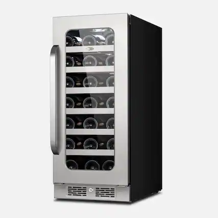 Front. Whynter - BSR-033SW 15 inch Built-ln 33 Bottle Undercounter Stainless Steel Wine Fridge with Reversible Door, Digital Control - Stainless Steel.