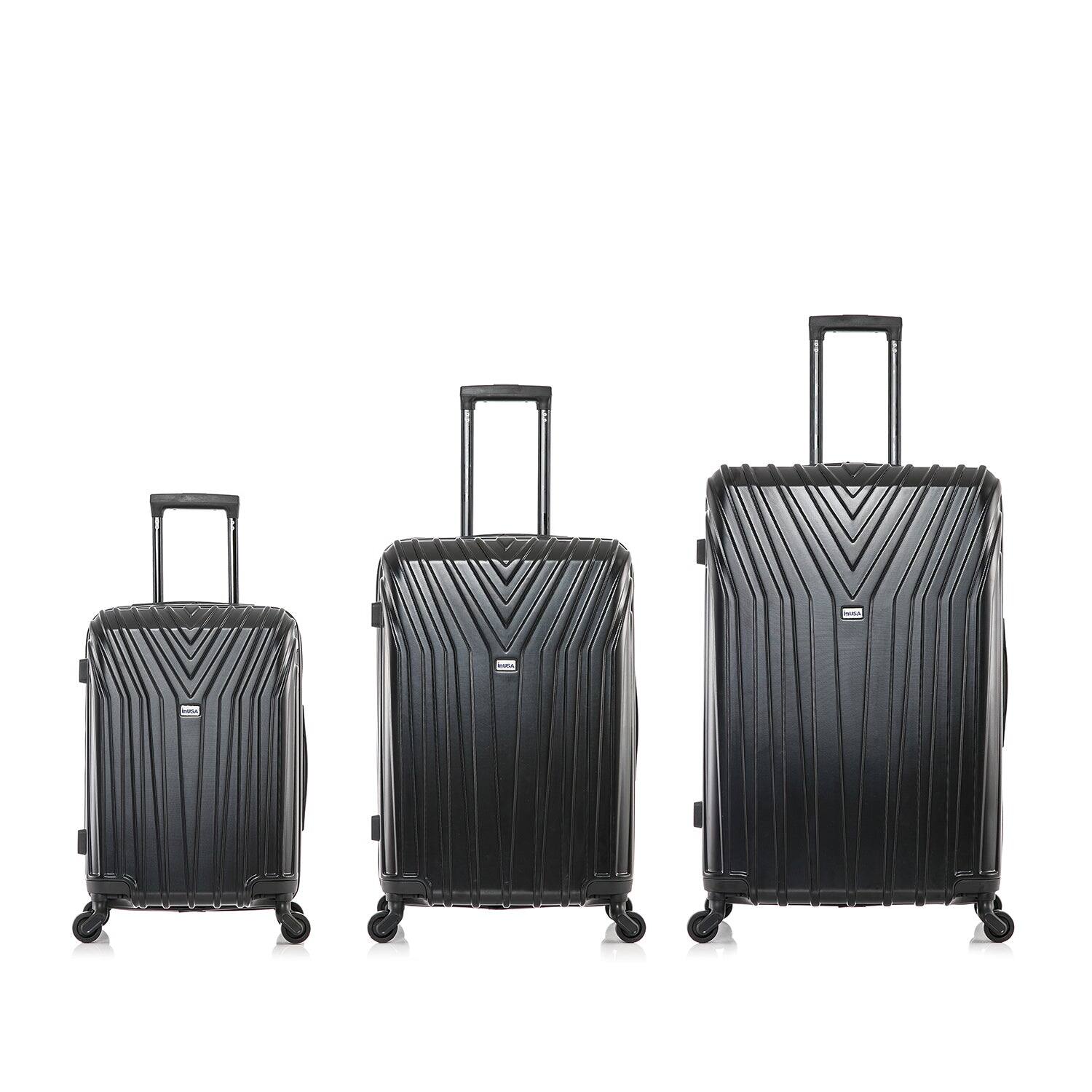 Angle. InUSA - Vasty Lightweight Hardside Spinner 3 Piece Luggage Set  20"/24"/28" - BLACK.