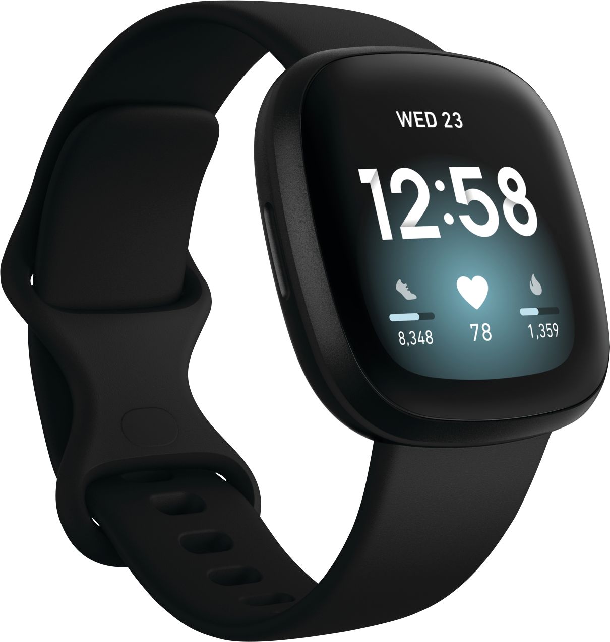 Zoom in on Angle Zoom. Fitbit - Versa 3 Health & Fitness Smartwatch - Black.