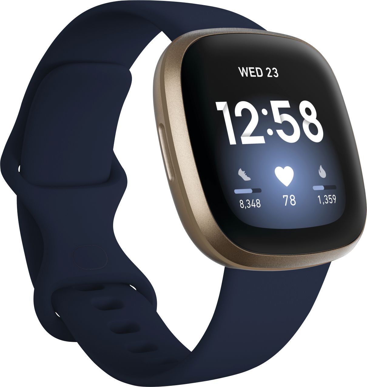 Angle View: Fitbit - Versa 3 Health & Fitness Smartwatch - Soft Gold