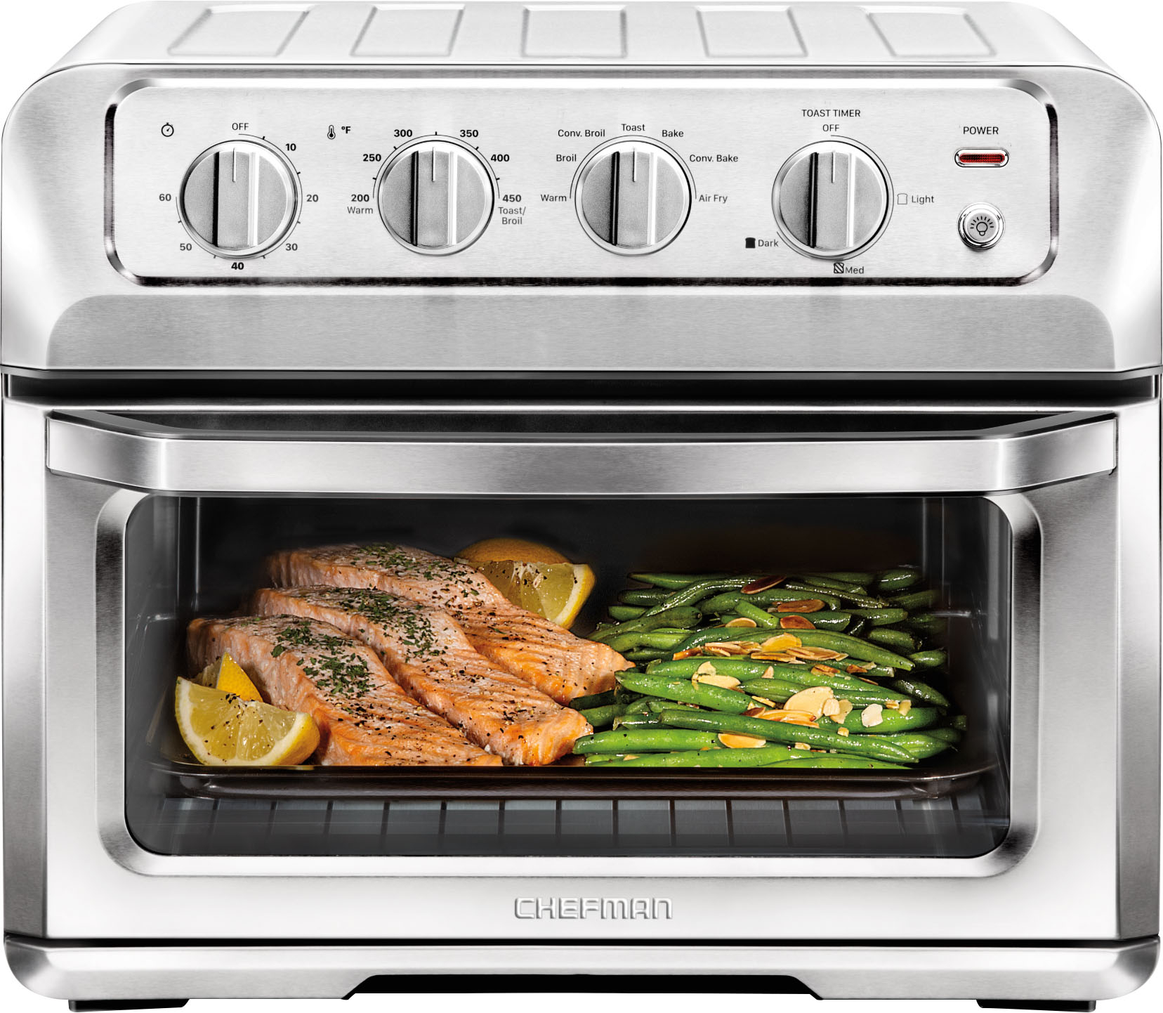 Zoom in on Angle Zoom. CHEFMAN - Toast-Air® 6-Slice Convection Toaster Oven + Air Fryer - Silver.