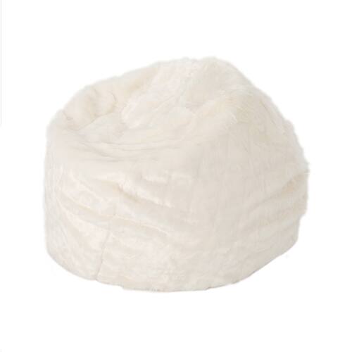 Noble House - Caroga Faux Fur Beanbag Chair - White