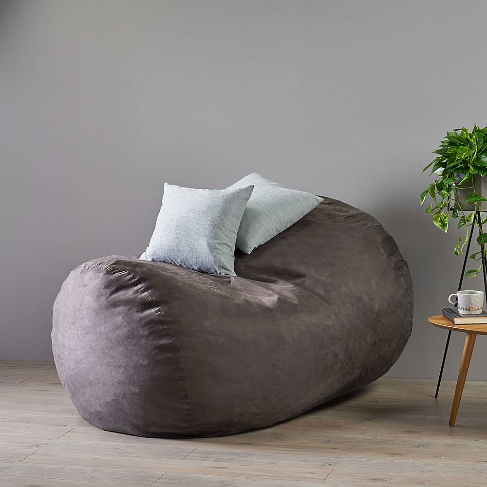 Best Buy Noble House Byfield Suede Bean Bag Charcoal 295758 6206