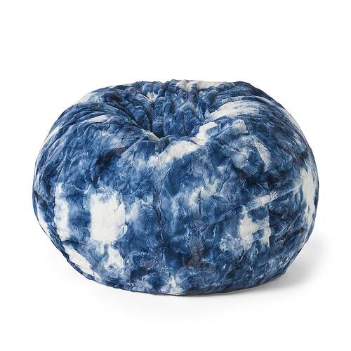 Noble House - Mize Faux Fur Bean Bag - Blue and White