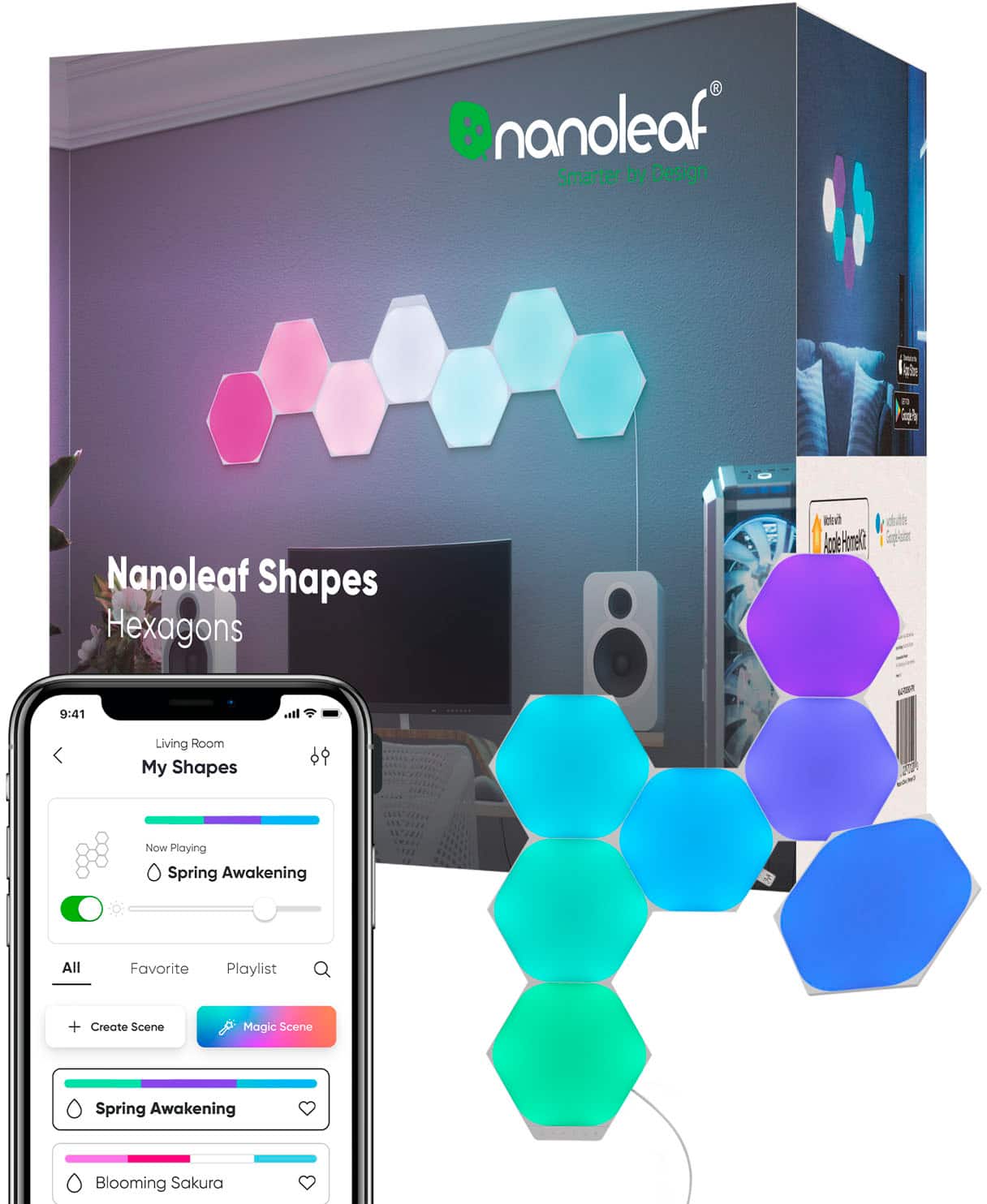 Nanoleaf Shapes Hexagons Smarter Kit (7 Panels) Multicolor NL42-7003HX-7PK  - Best Buy