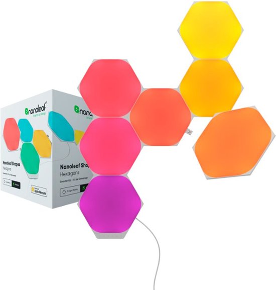 Front Zoom. Nanoleaf Shapes - Hexagons Smarter Kit (7 panels) - Multicolor.