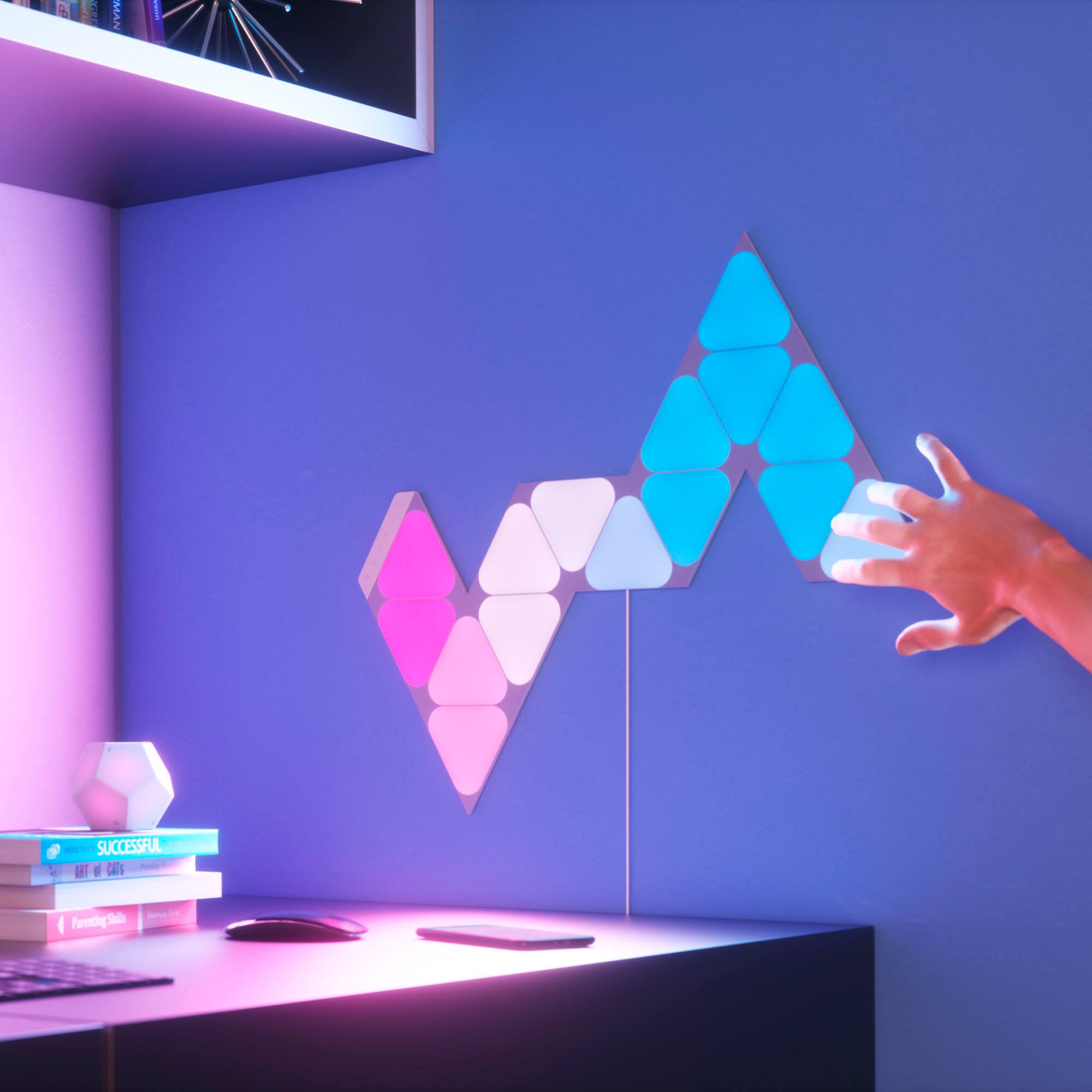 Alt View 13. Nanoleaf - Shapes Mini Triangles Smarter Kit (5 Panels) - Multicolor.