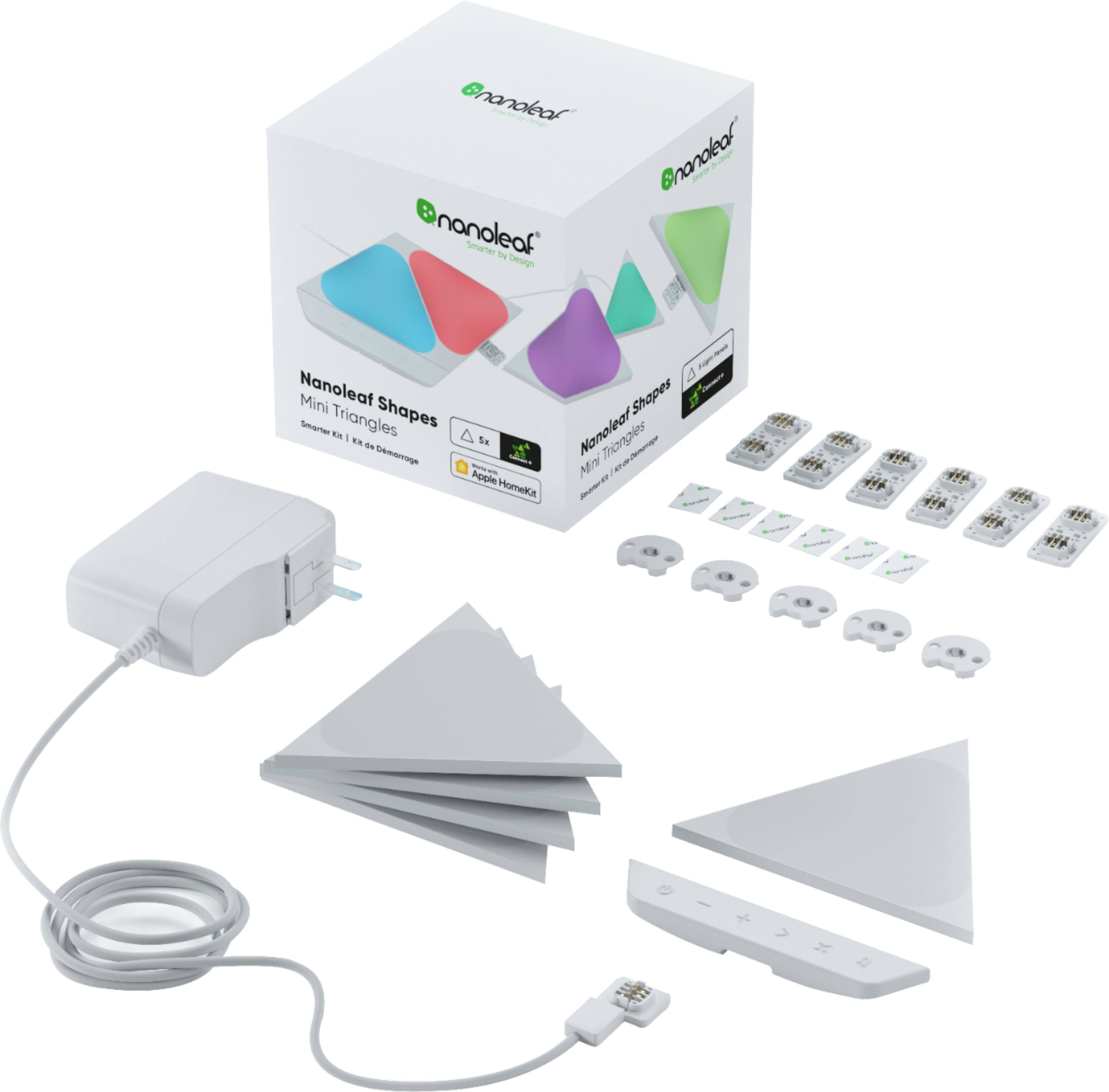 Left. Nanoleaf - Shapes Mini Triangles Smarter Kit (5 Panels) - Multicolor.
