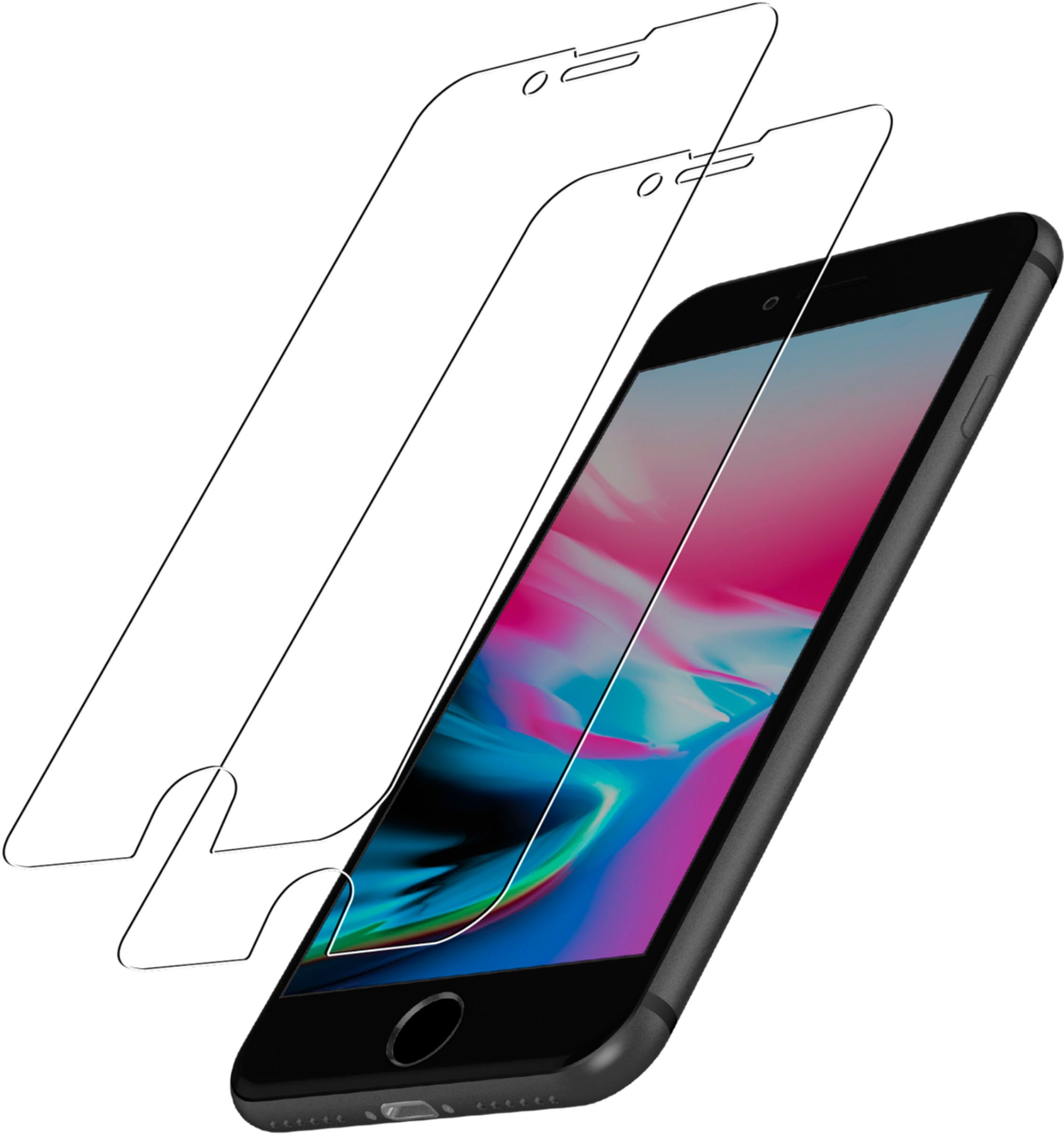 Left View: Armor Edge - Glass Screen Protector for iPhone 6/6s/7/8/SE - DUAL PACK