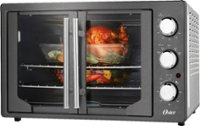 Angle. Oster - French Door Oven with Convection - Metallic Charcoal.