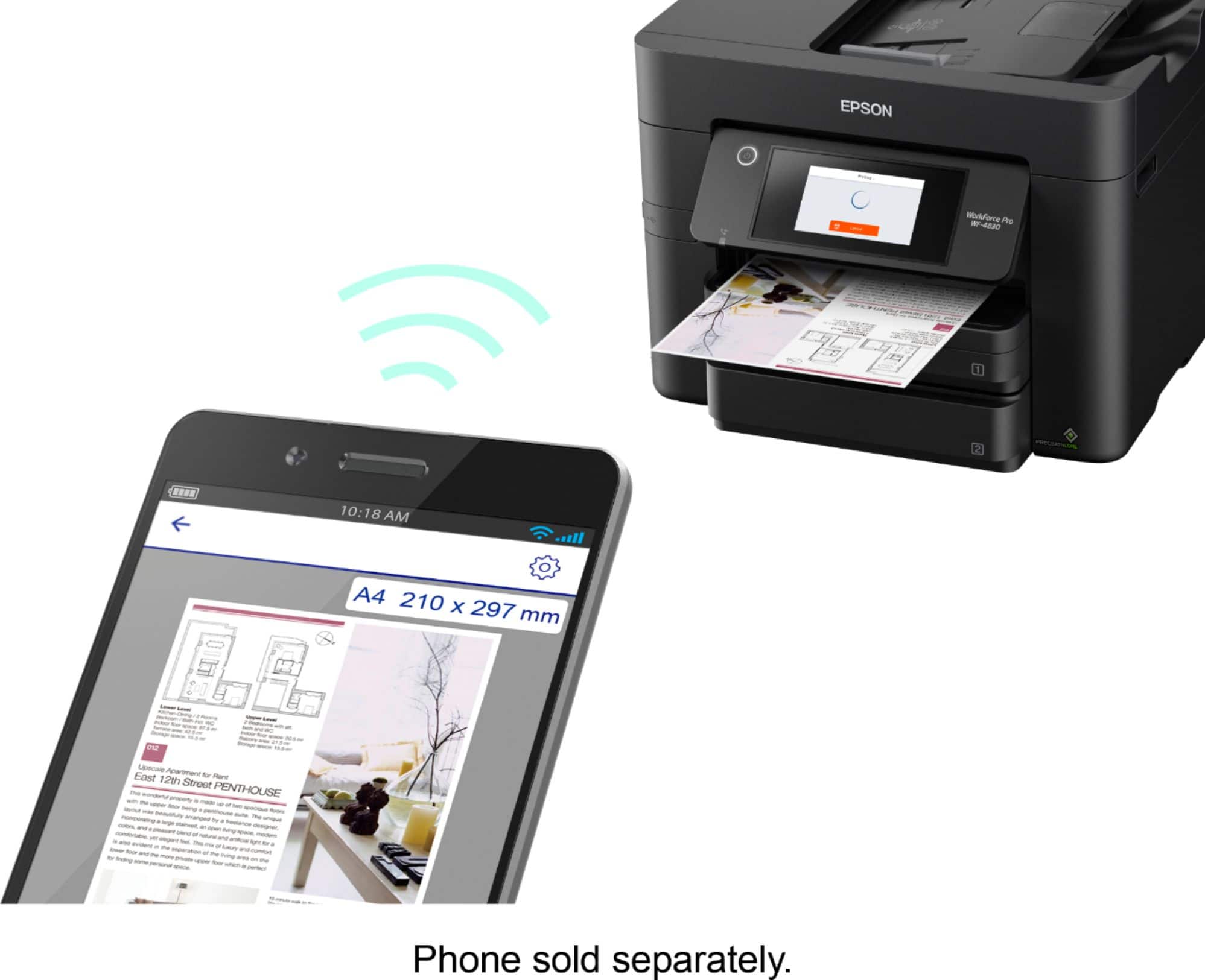 Alt View 16. Epson - WorkForce Pro WF-4830 Wireless All-in-One Printer - black.