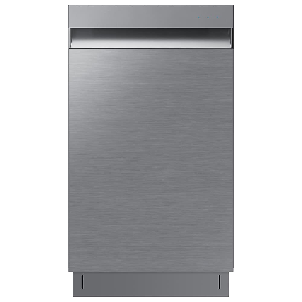 Front. Samsung - 18" Compact Top Control Built-in Stainless Steel Tub Dishwasher with AutoRelease Door Dry, 46 dBA - Stainless Steel.