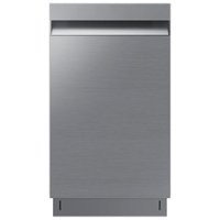 Samsung - 18" Compact Top Control Built-in Dishwasher with Stainless Steel Tub, 46 dBA - Stainless Steel - Front_Zoom