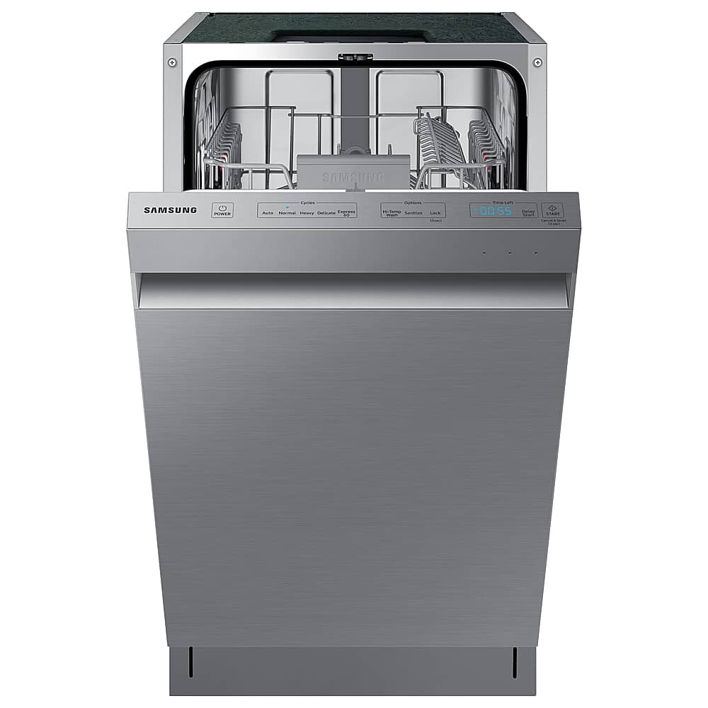 Alt View 11. Samsung - 18" Compact Top Control Built-in Stainless Steel Tub Dishwasher with AutoRelease Door Dry, 46 dBA - Stainless Steel.