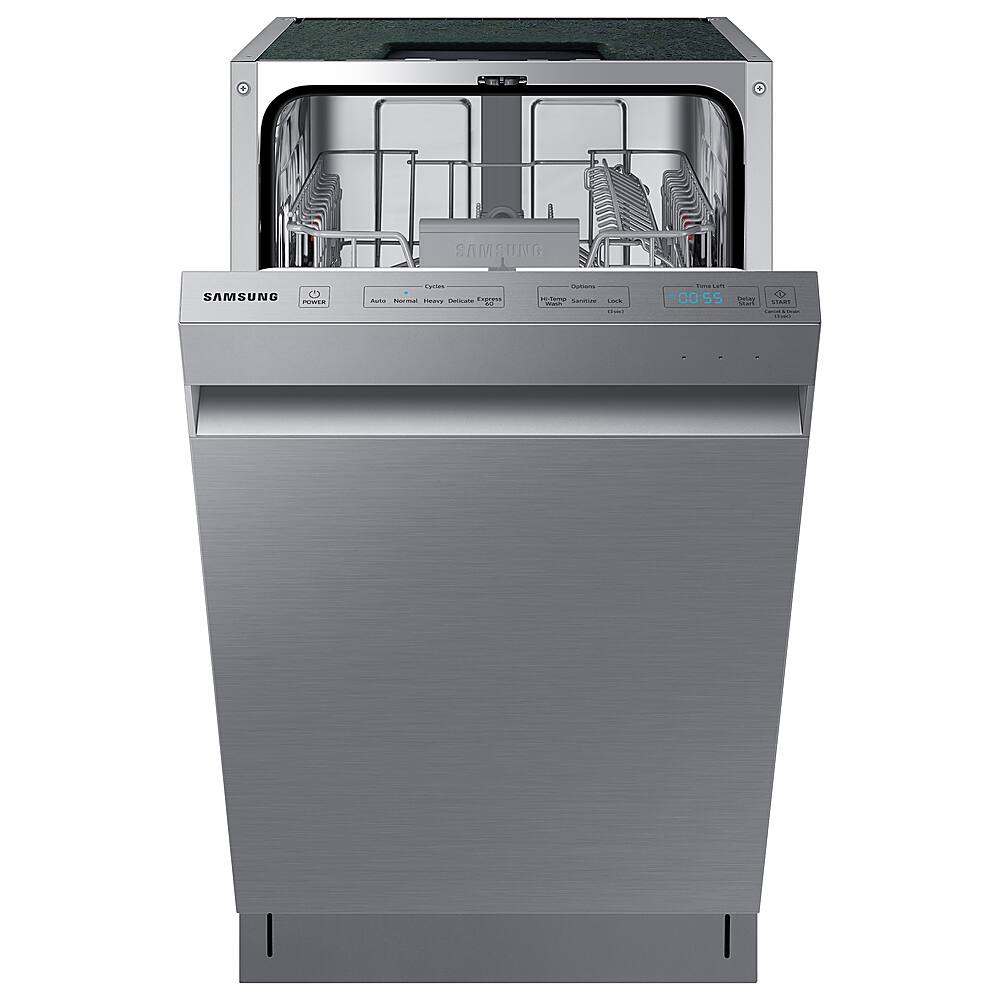 Alt View 11. Samsung - 18" Compact Top Control Built-in Stainless Steel Tub Dishwasher with AutoRelease Door Dry, 46 dBA - Stainless Steel.