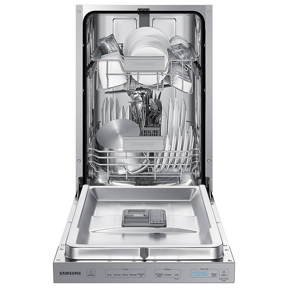 Alt View 13. Samsung - 18" Compact Top Control Built-in Stainless Steel Tub Dishwasher with AutoRelease Door Dry, 46 dBA - Stainless Steel.