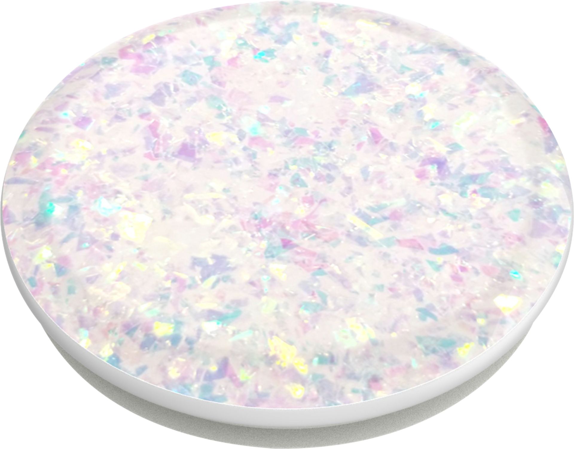 Left View: PopSockets - PopGrip Premium Cell Phone Grip and Stand - Iridescent Confetti White