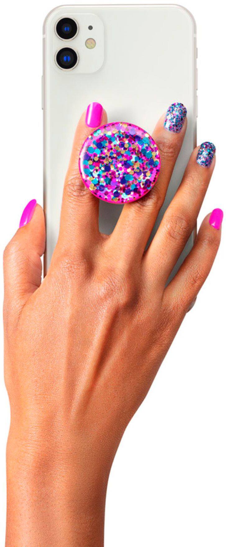 Left View: PopSockets - Nails + PopGrip for Most Cell Phones - Confetti Party