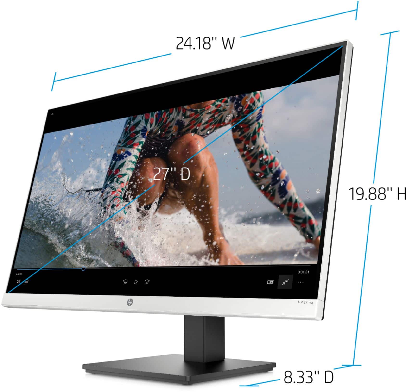 Alt View 16. HP - 27" IPS LED QHD Monitor with Adjustable Height (HDMI, VGA) - Silver & Black.