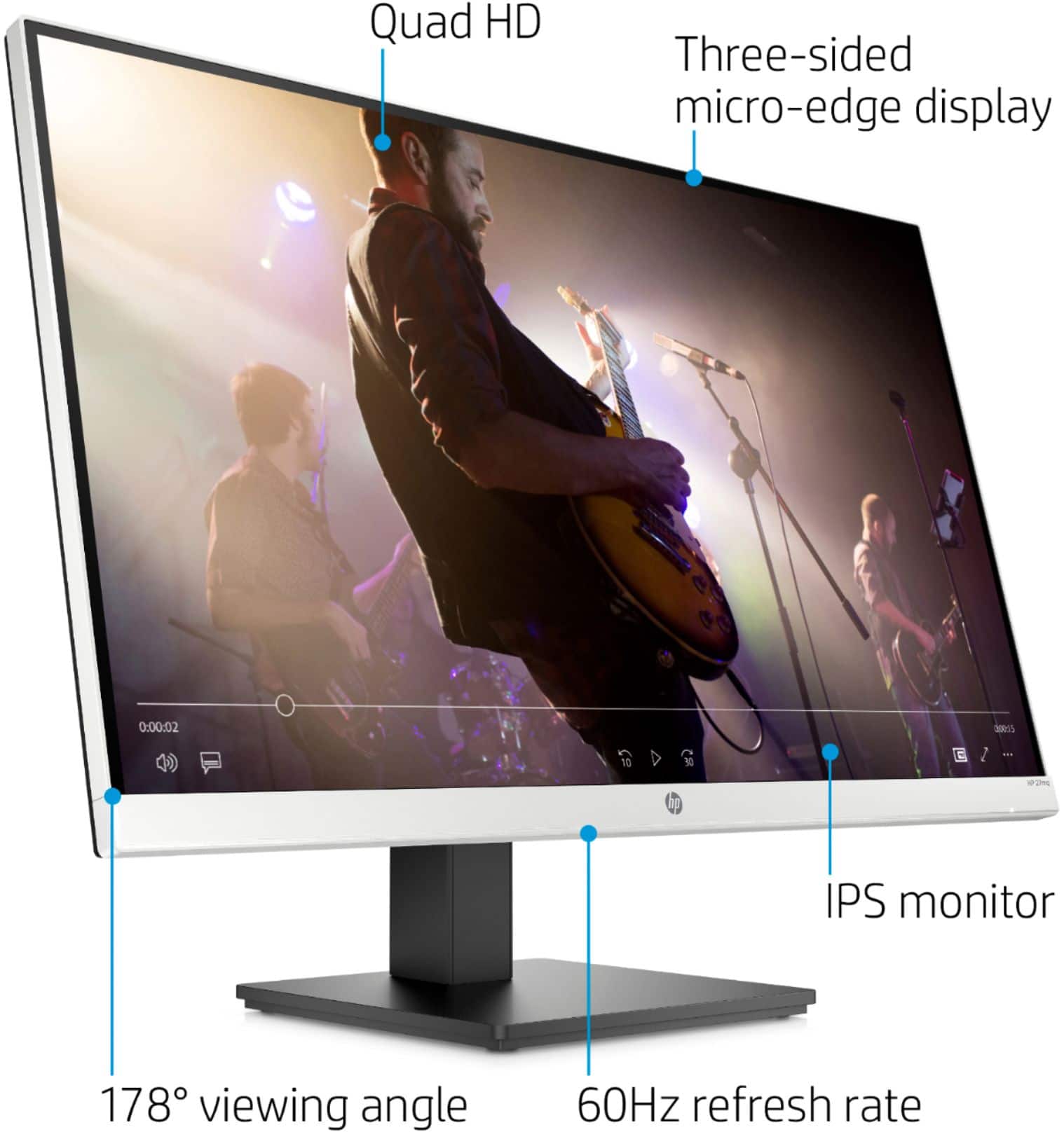 Alt View 17. HP - 27" IPS LED QHD Monitor with Adjustable Height (HDMI, VGA) - Silver & Black.
