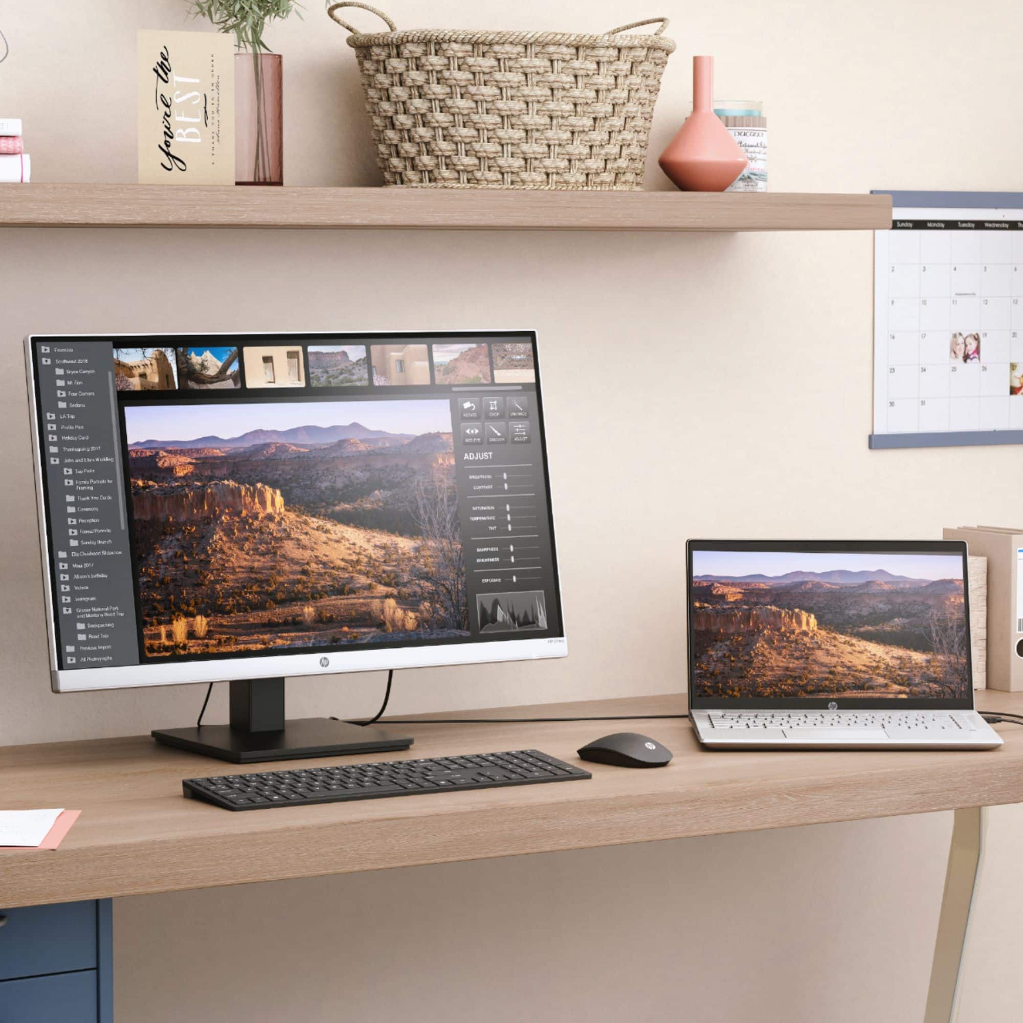 Alt View 20. HP - 27" IPS LED QHD Monitor with Adjustable Height (HDMI, VGA) - Silver & Black.