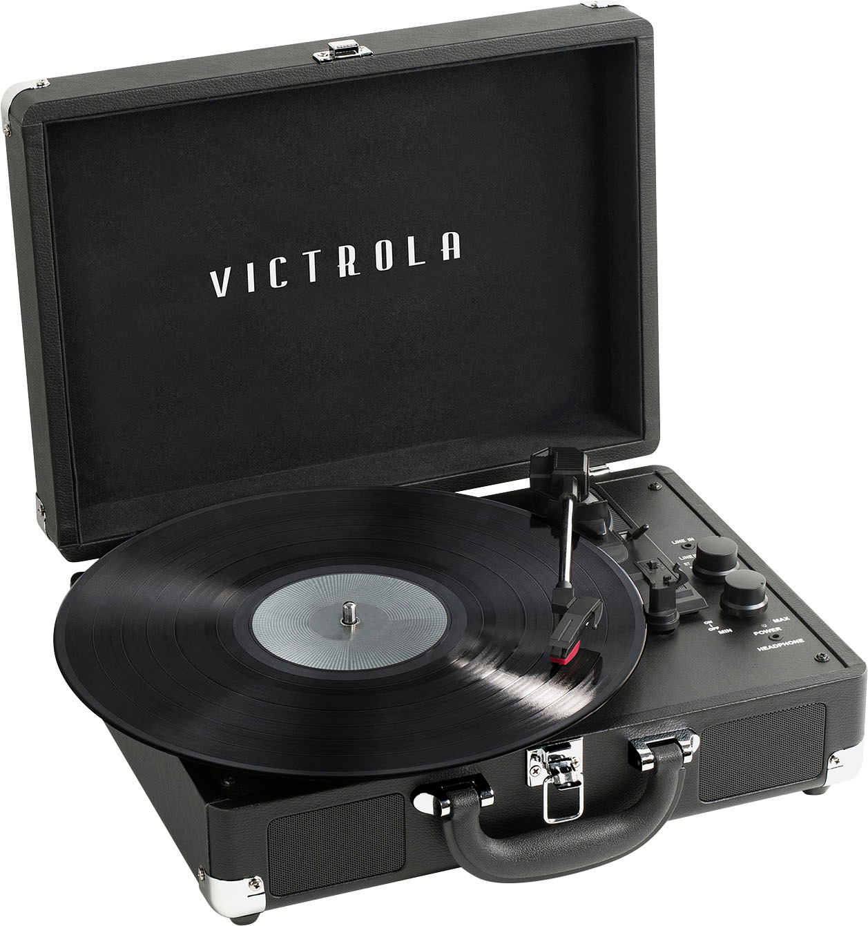 Victrola Journey BT in and Out Suitcase turntable- with needle & Cloth  Bundle Black VSC-500SB-BLK - Best Buy