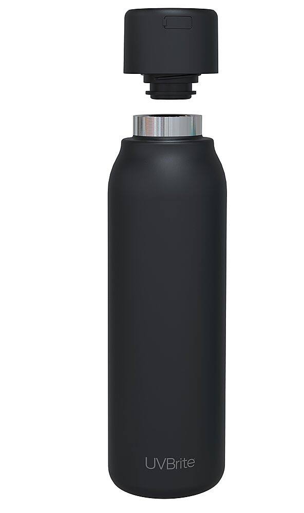Left. UVBrite - 19oz UV-C Sterilization Insulated Water Bottle - Black.