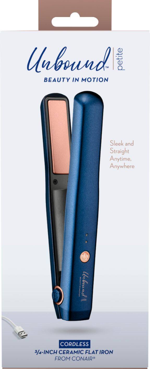 Alt View 15. Conair - Cordless Petite 3/4" Ceramic Flat Iron - Blue/Rose Gold.