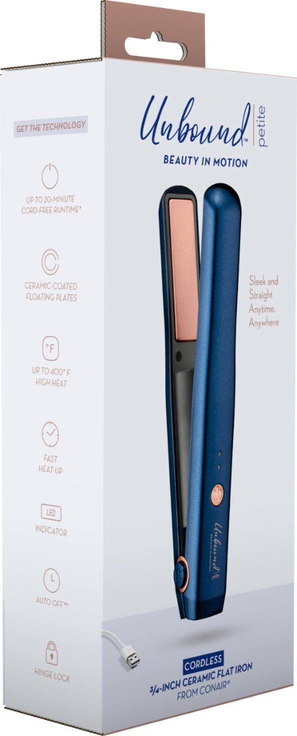 Alt View 16. Conair - Cordless Petite 3/4" Ceramic Flat Iron - Blue/Rose Gold.