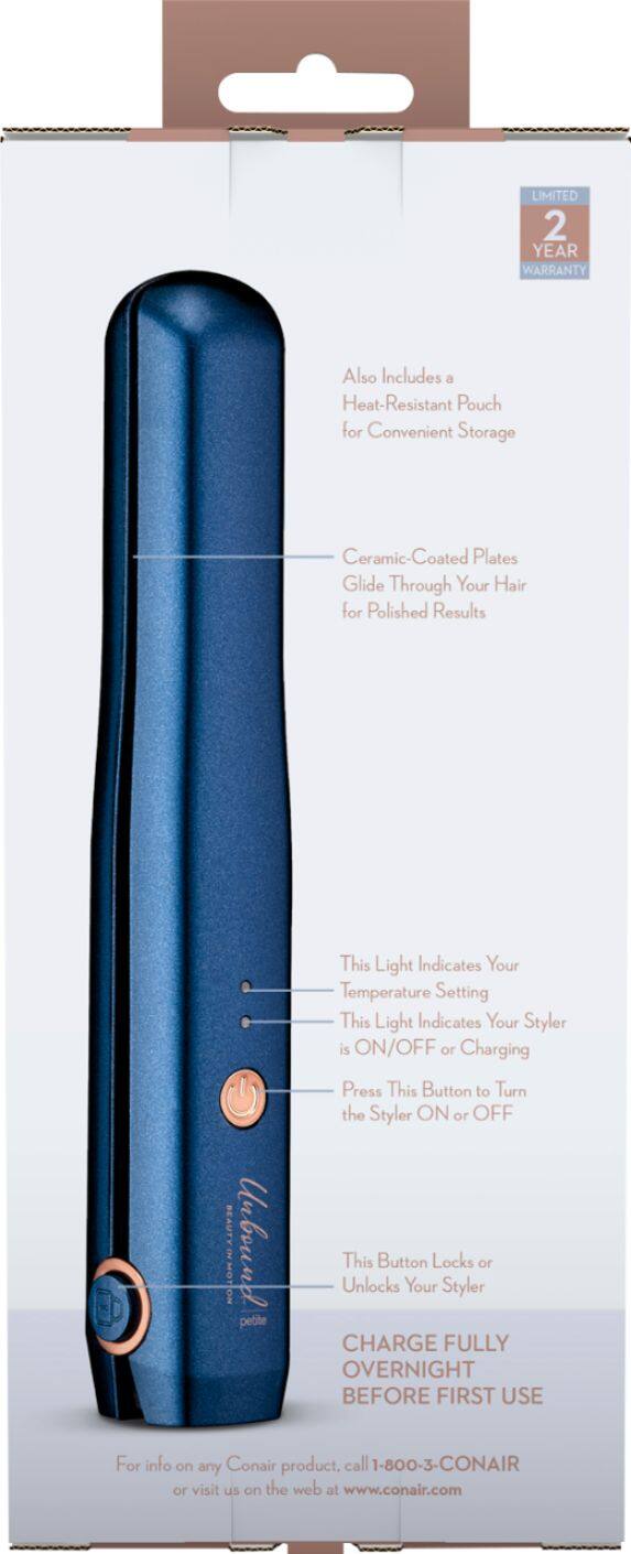 Alt View 17. Conair - Cordless Petite 3/4" Ceramic Flat Iron - Blue/Rose Gold.