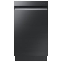 Samsung - 18" Compact Top Control Built-in Dishwasher with Stainless Steel Tub, 46 dBA - Black stainless steel - Front_Zoom