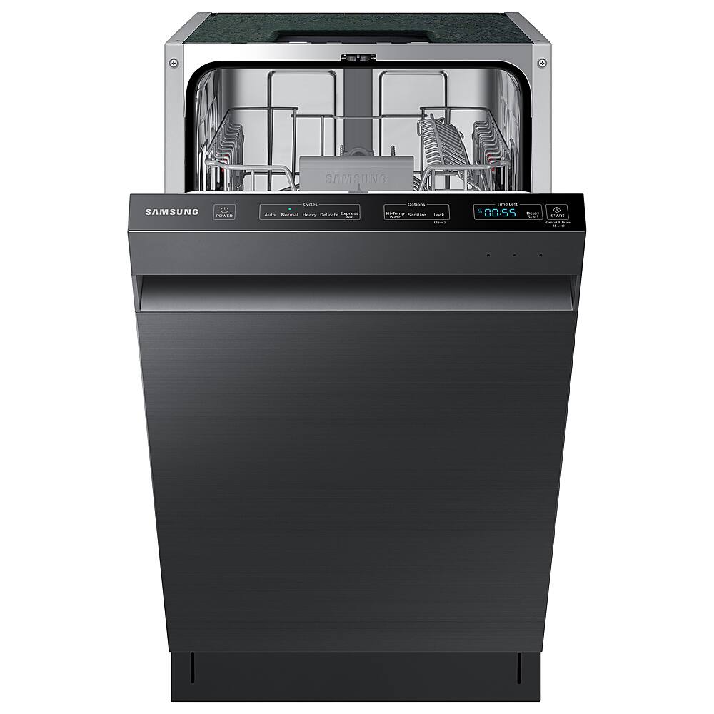 Alt View 11. Samsung - 18" Compact Top Control Built-in Dishwasher with Stainless Steel Tub, 46 dBA - Black Stainless Steel.