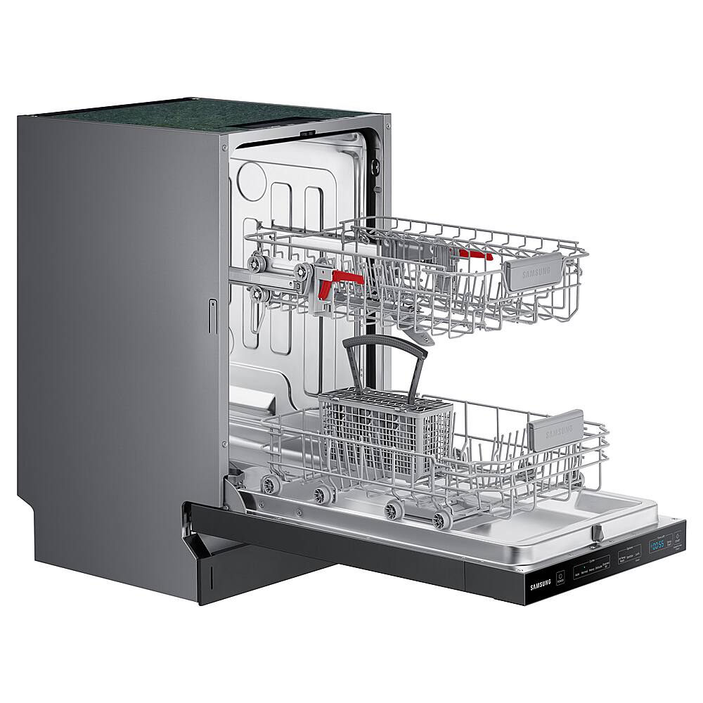 Alt View 24. Samsung - 18" Compact Top Control Built-in Dishwasher with Stainless Steel Tub, 46 dBA - Black Stainless Steel.