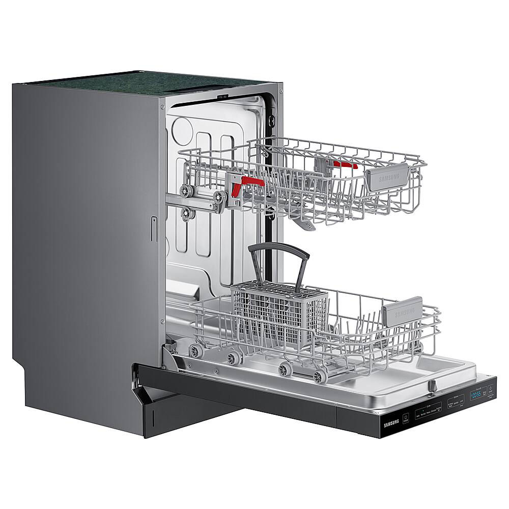 Alt View 26. Samsung - 18" Compact Top Control Built-in Dishwasher with Stainless Steel Tub, 46 dBA - Black Stainless Steel.