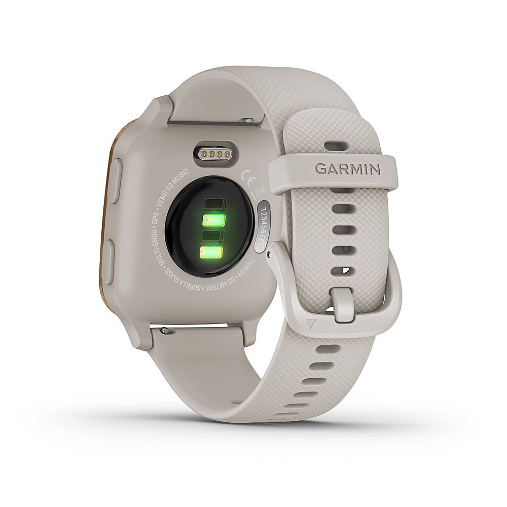 Back. Garmin - Venu Sq Music Edition GPS Smartwatch 33mm Fiber-Reinforced Polymer - Light Sand.