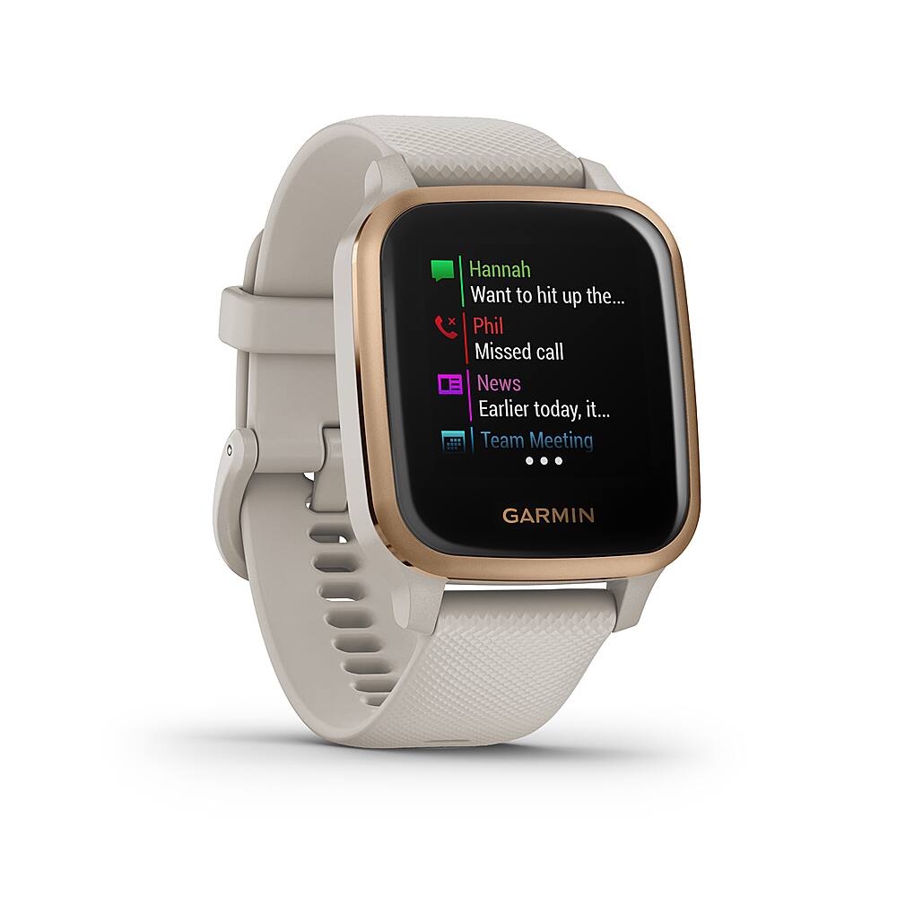 Angle. Garmin - Venu Sq Music Edition GPS Smartwatch 33mm Fiber-Reinforced Polymer - Light Sand.