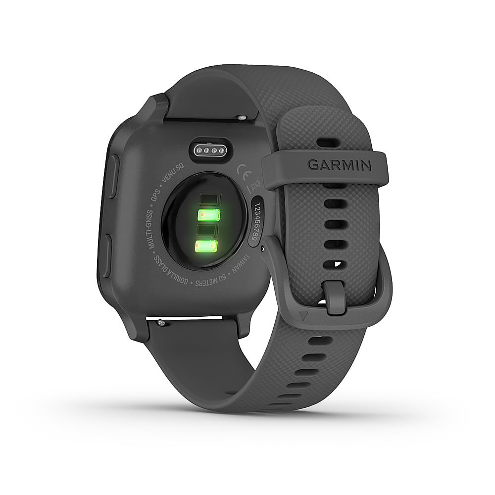 Back. Garmin - Venu Sq GPS Smartwatch 33mm Fiber-Reinforced Polymer - Shadow Gray.