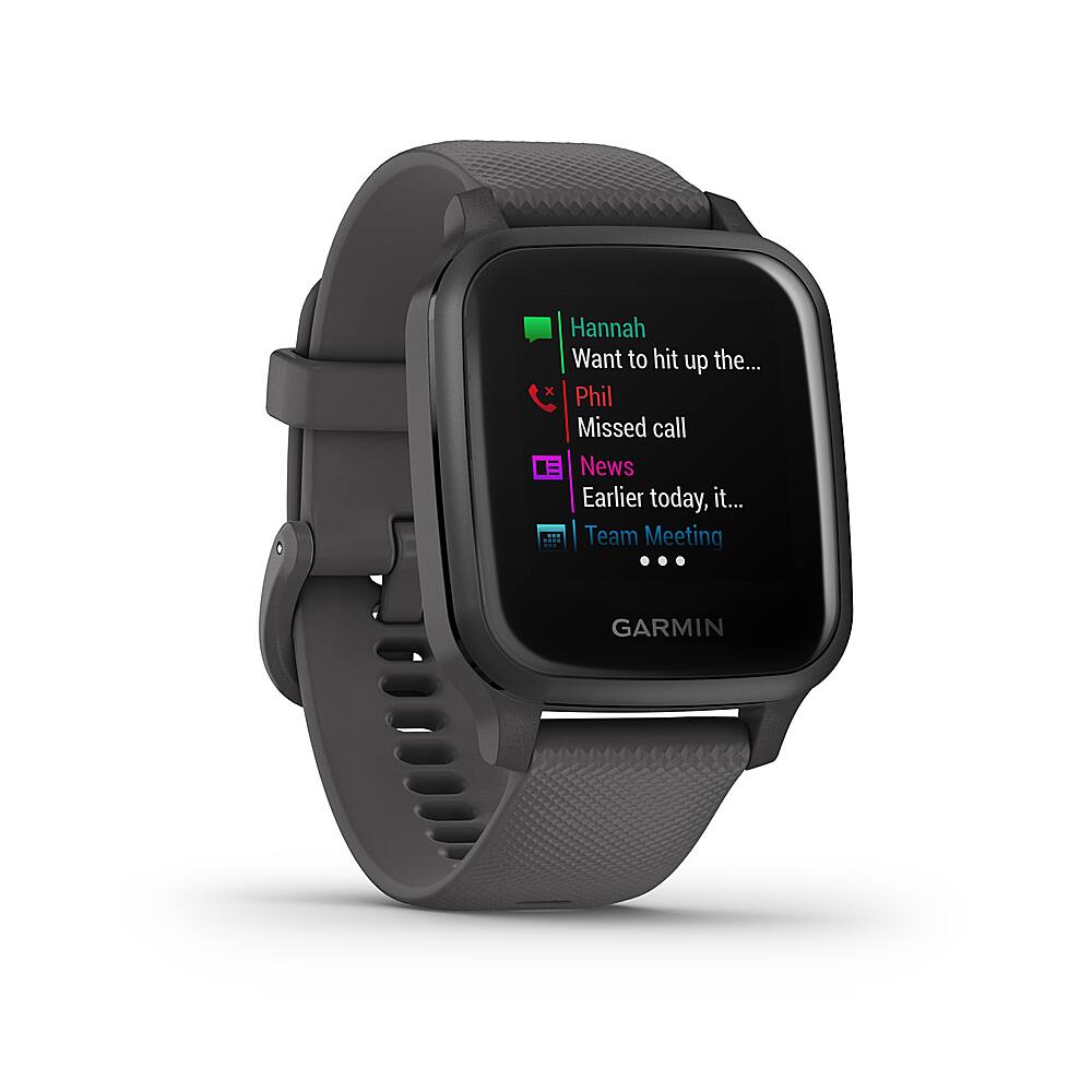 Angle. Garmin - Venu Sq GPS Smartwatch 33mm Fiber-Reinforced Polymer - Shadow Gray.