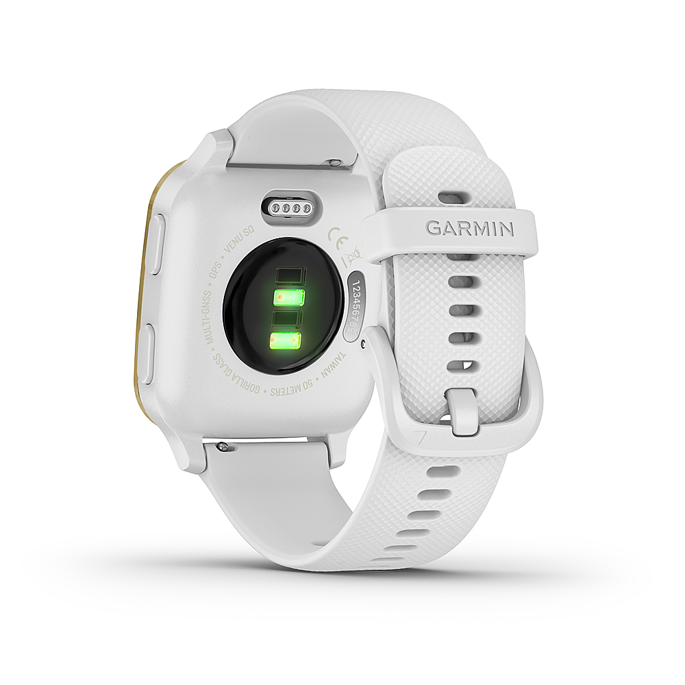 Back View: Garmin - Venu Sq GPS Smartwatch 33mm Fiber-Reinforced Polymer - White