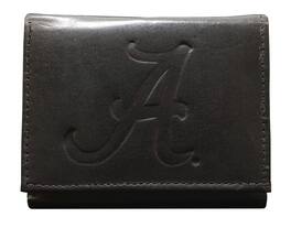 Rico Industries - Alabama Crimson Tide Distressed Look Embossed Logo Black Leather Trifold Wallet - Multi