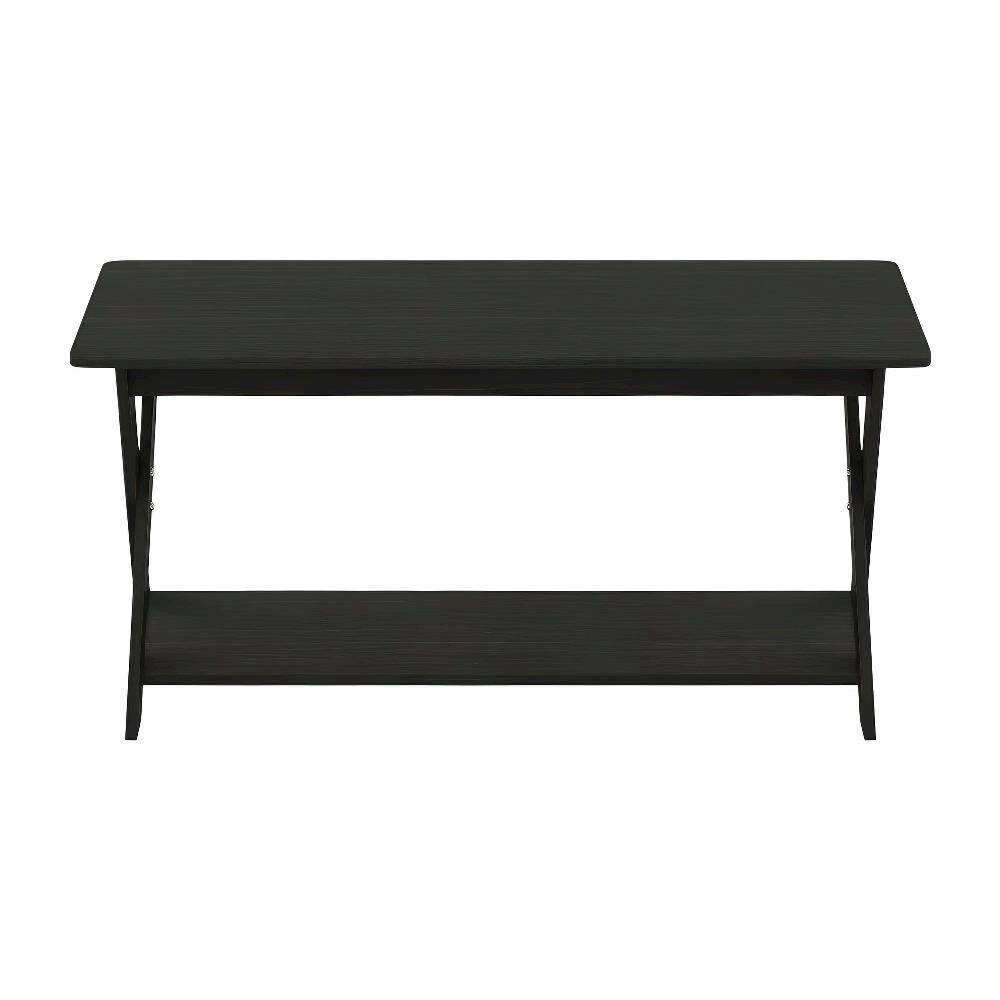 Angle. FurniFact - Black Espresso Coffee Table with Storage and X-Shaped Legs - Black Espresso.