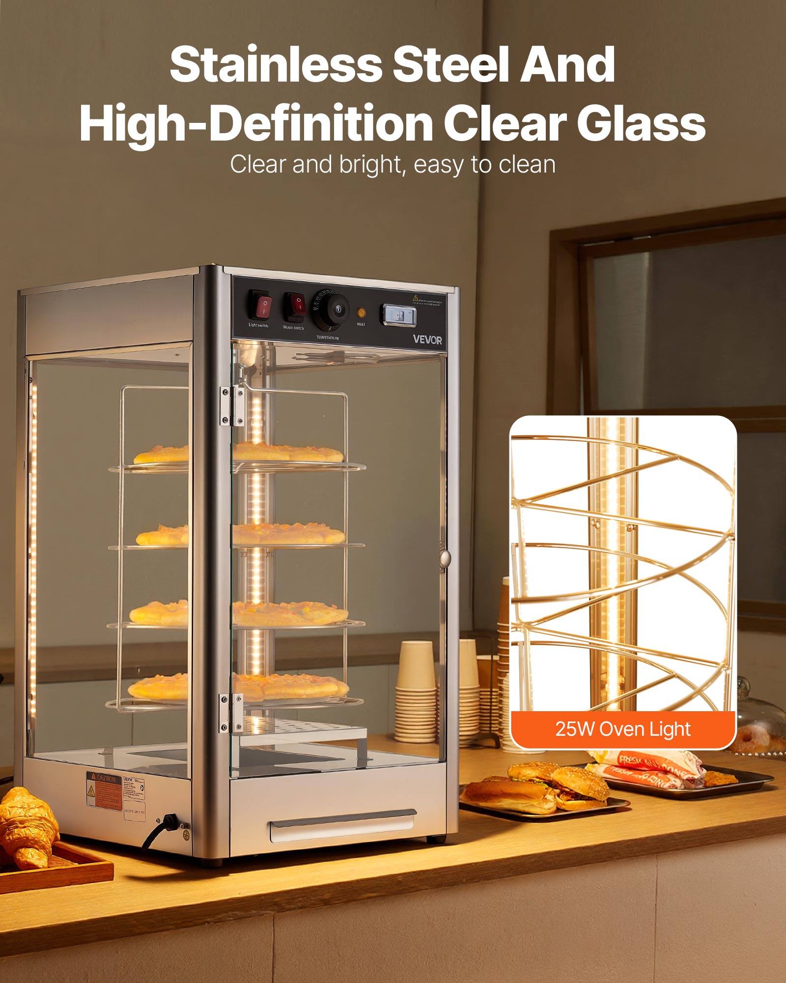 Stainless Steel And High-Definition Clear Glass  
Clear and bright, easy to clean  

25W Oven Light
