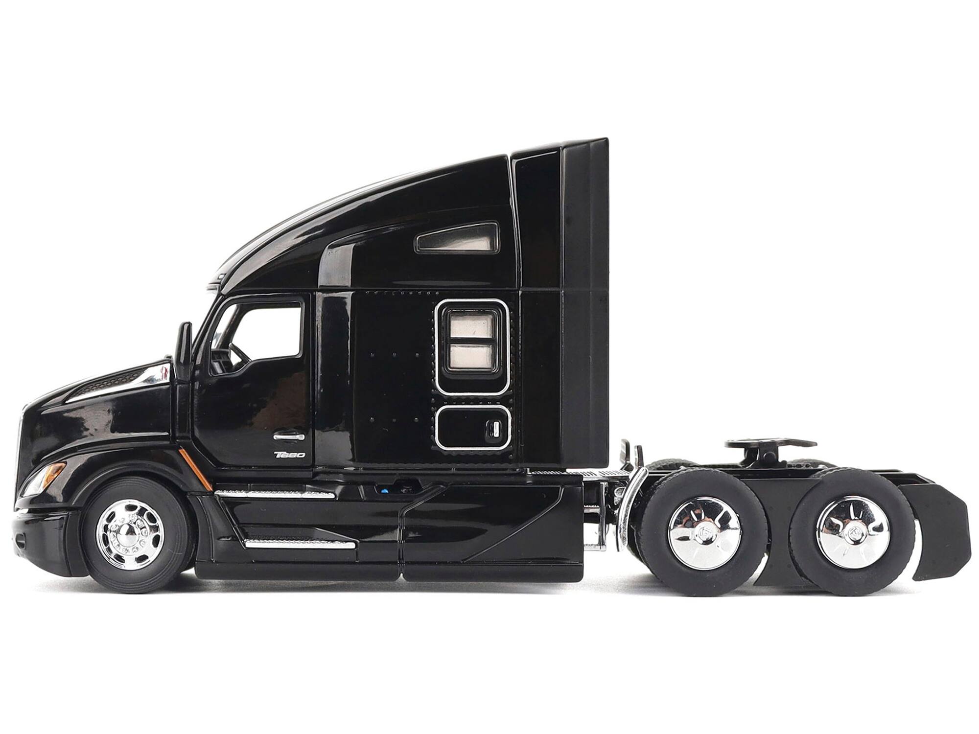 Alt View 3. Diecast Masters - Kenworth T680 76" High Roof Sleeper Cab Truck Tractor Black "Transport Series" 1/50 Diecast Model by Diecast Masters.