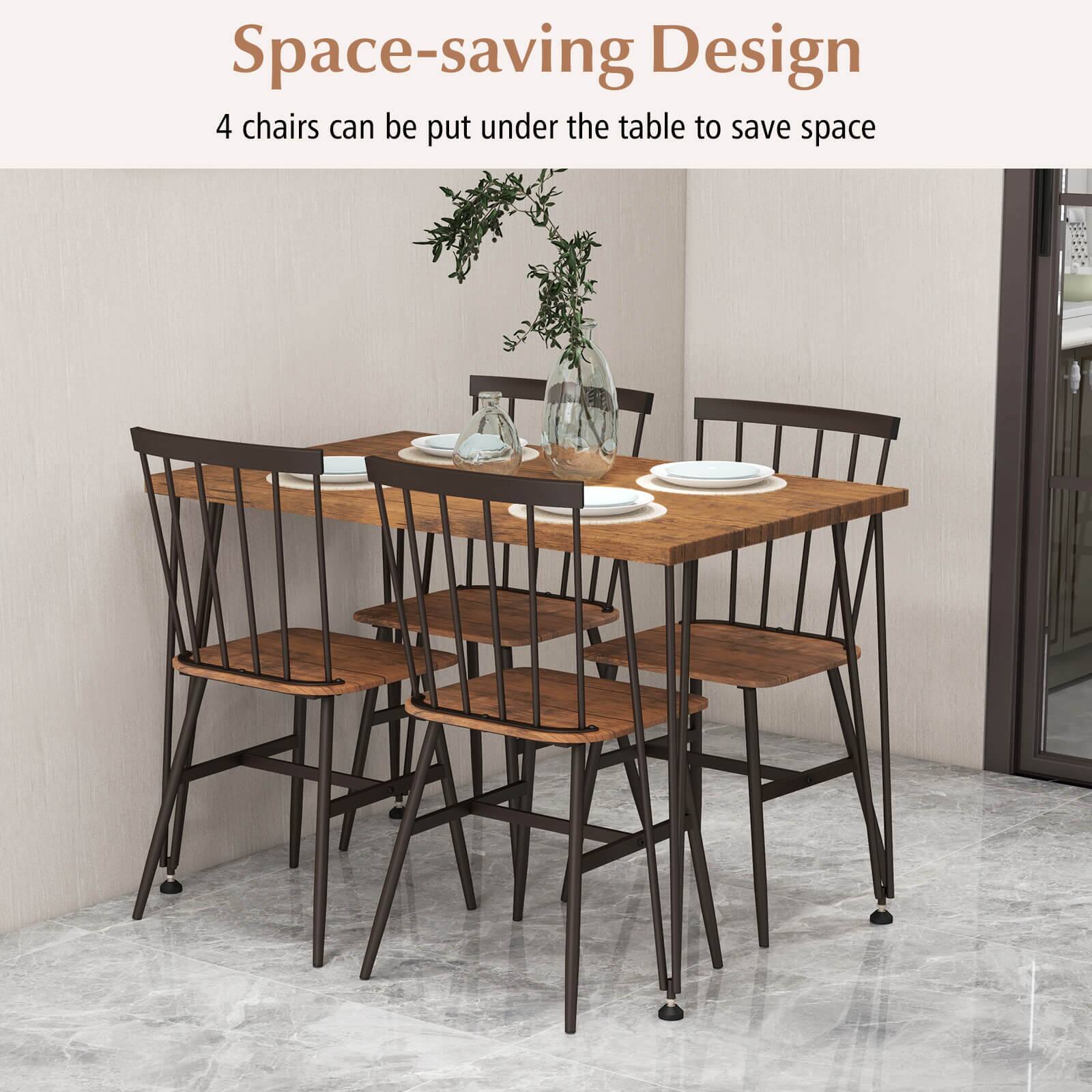 Space-saving Design: 4 chairs can be put under the table to save space.
