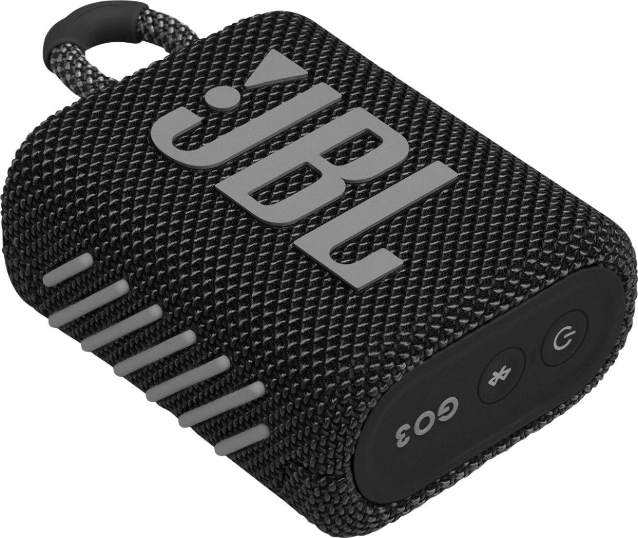 Left. JBL - GO3 Portable Waterproof Wireless Speaker - Black.