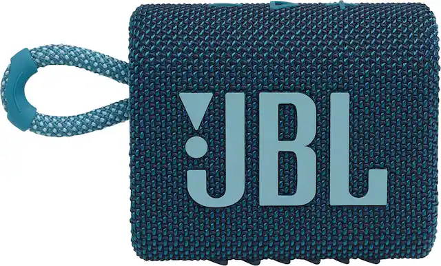 Front. JBL - GO3 Portable Waterproof Wireless Speaker - Blue.