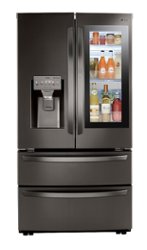 LG - 28 Cu. Ft. 4-Door French Door Smart Refrigerator with Dual Ice with Craft Ice and InstaView - Black Stainless Steel - Front_Zoom