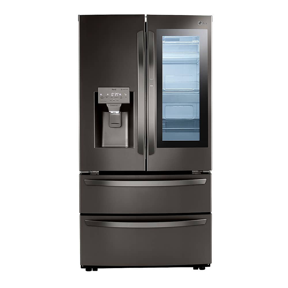 LG - 28 Cu. Ft. 4-Door French Door Smart Refrigerator with Dual Ice - Black Stainless Steel - Front_Zoom