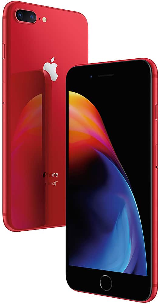 Front. Apple - Pre-Owned iPhone 8 Plus 64GB (Unlocked) - Red.