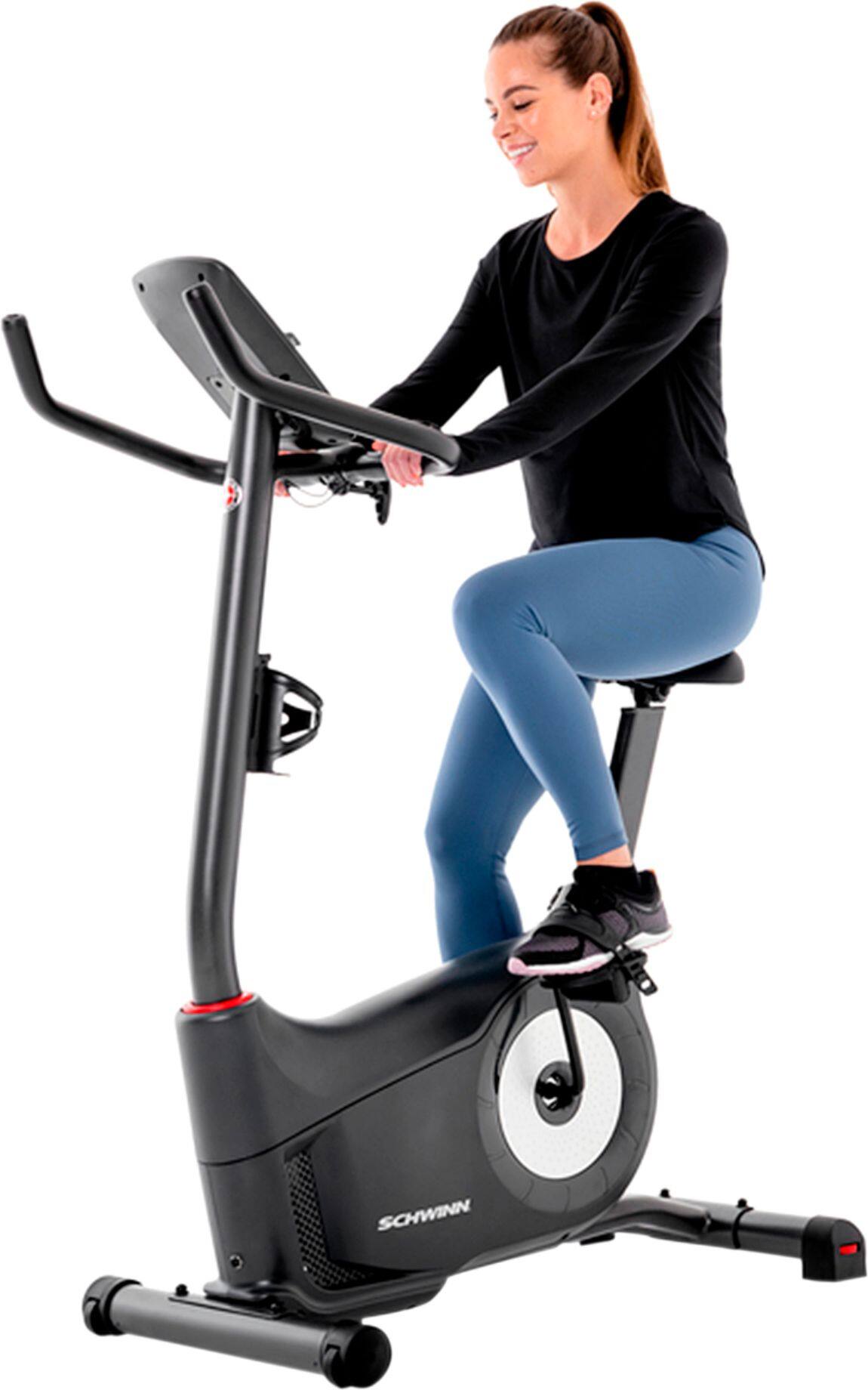 Angle. Schwinn - 130 Upright Bike - Gray.